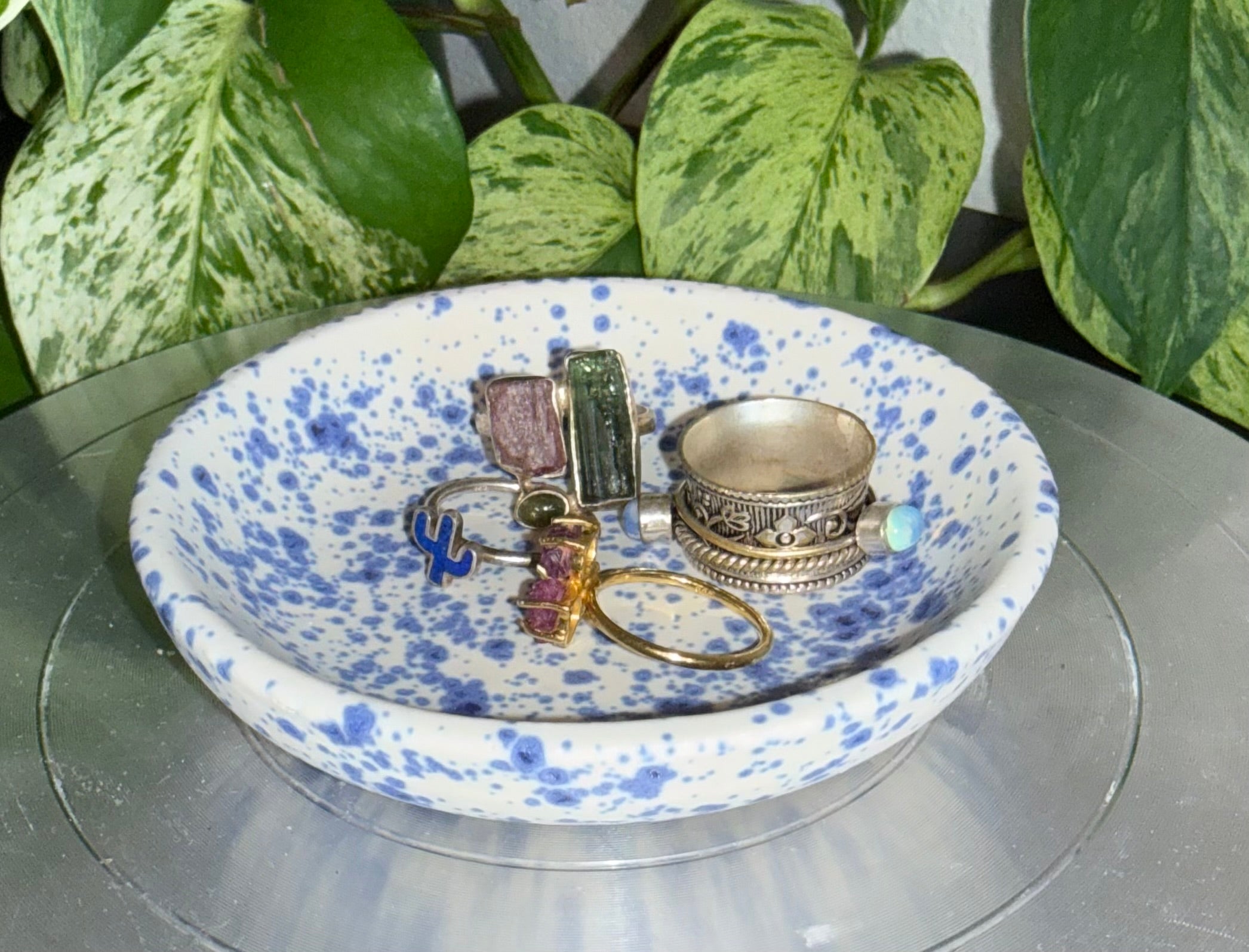 Blue Speckled Trinket Dish