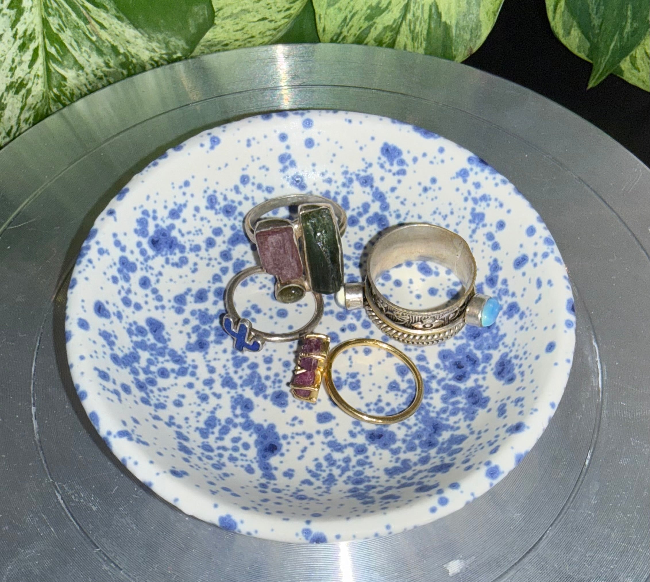 Blue Speckled Trinket Dish