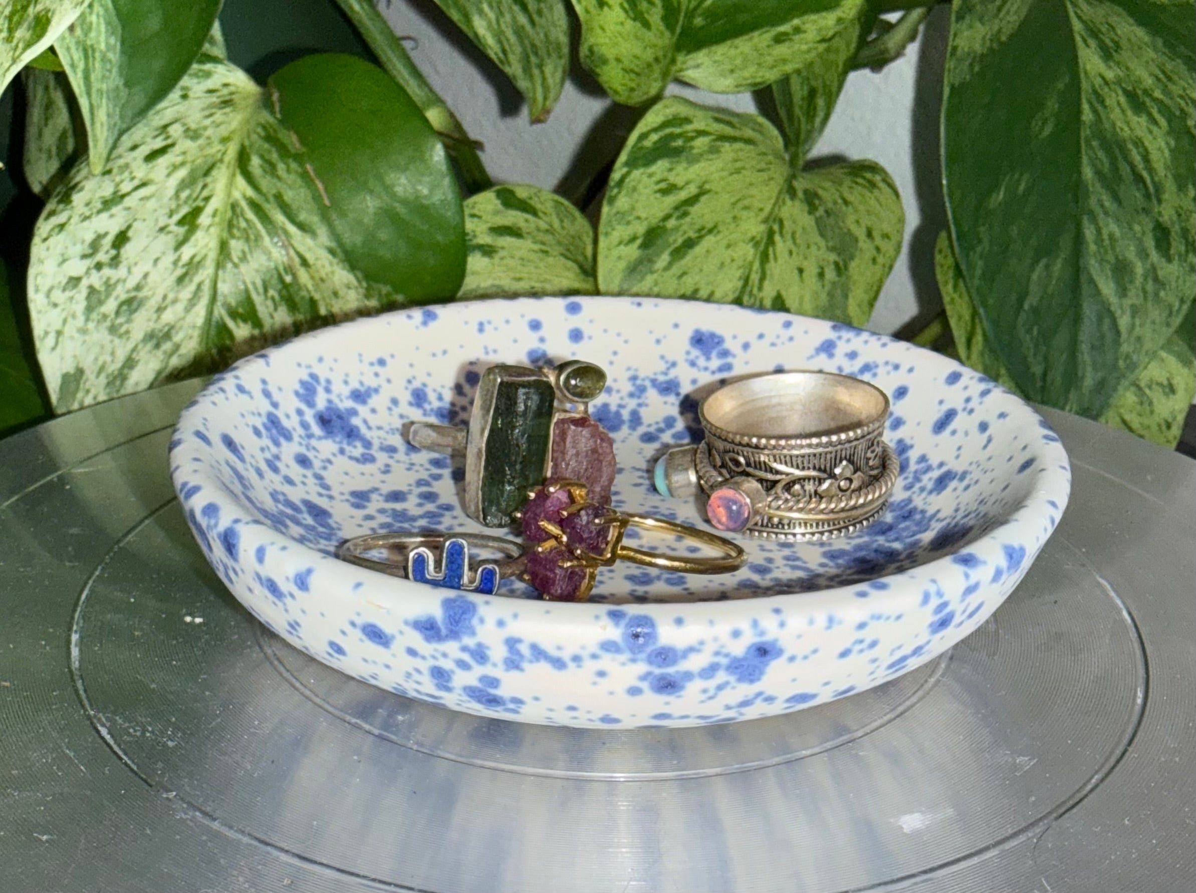 Blue Speckled Trinket Dish